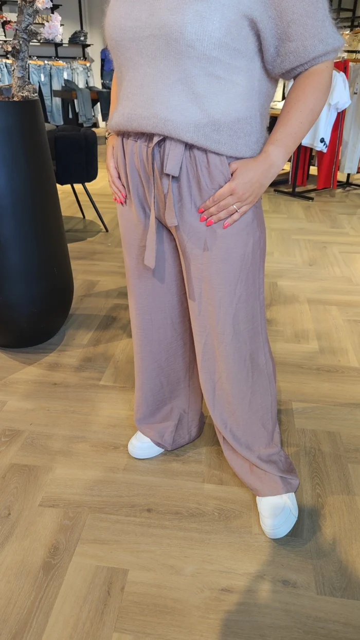 Sophia Wide leg broek taupe - Afbeelding 2