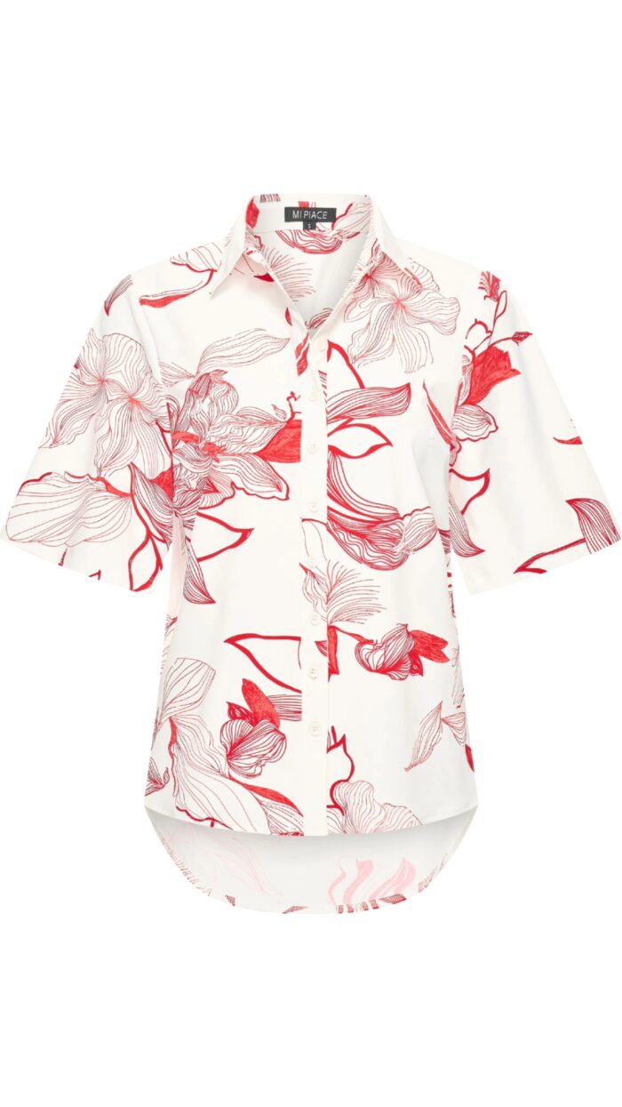 Mi Piaci travel blouse red flower print