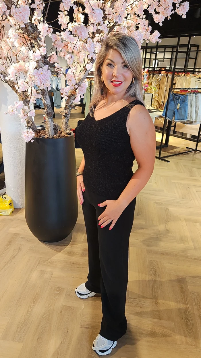 Senorita glitter hemd zwart