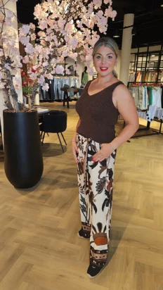 Danica wide leg broek viscose bruin