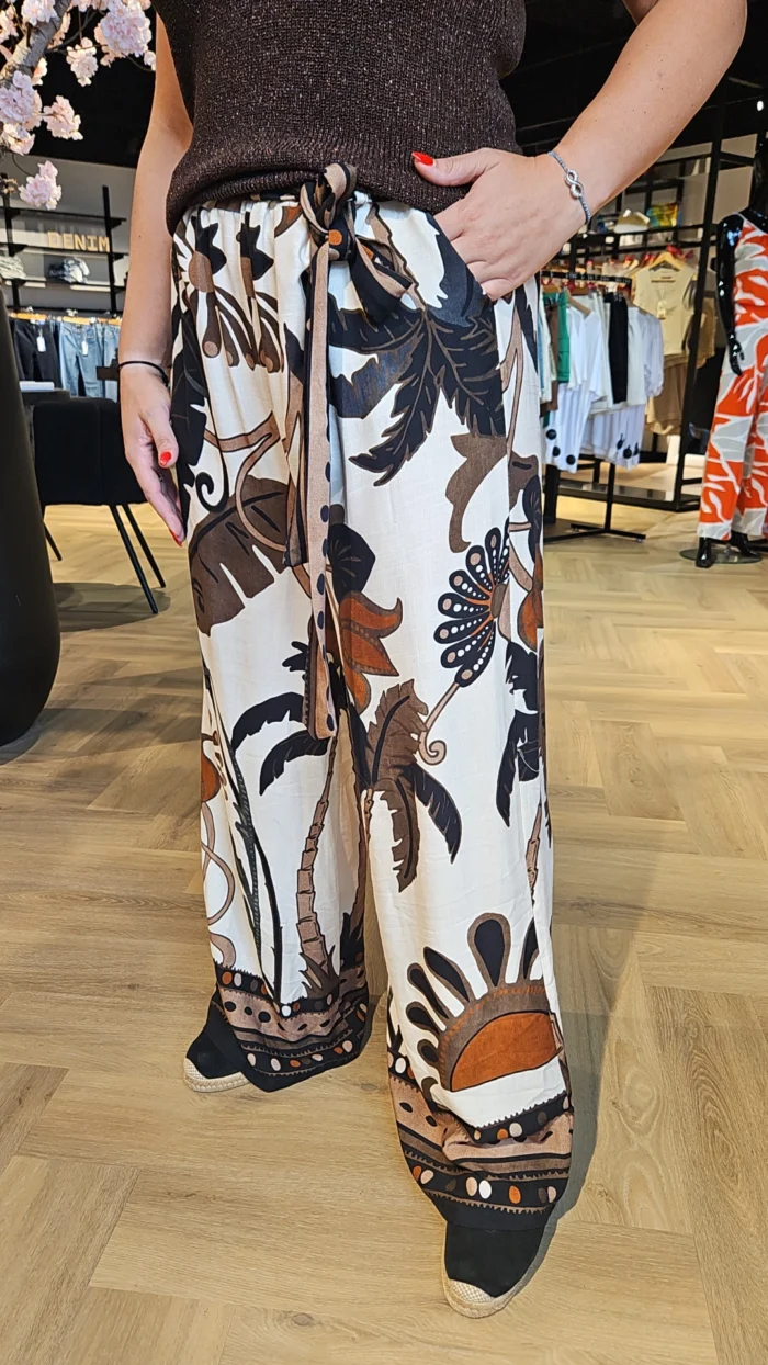 Danica wide leg broek viscose bruin - Afbeelding 2
