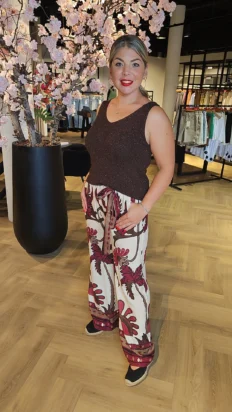 Danica wide leg broek viscose bordeaux