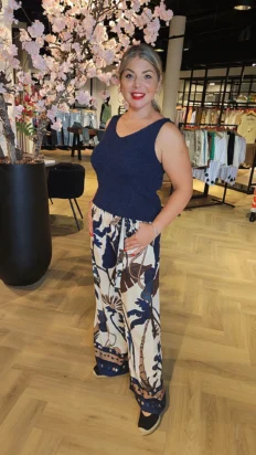 Danica wide leg broek viscose blauw