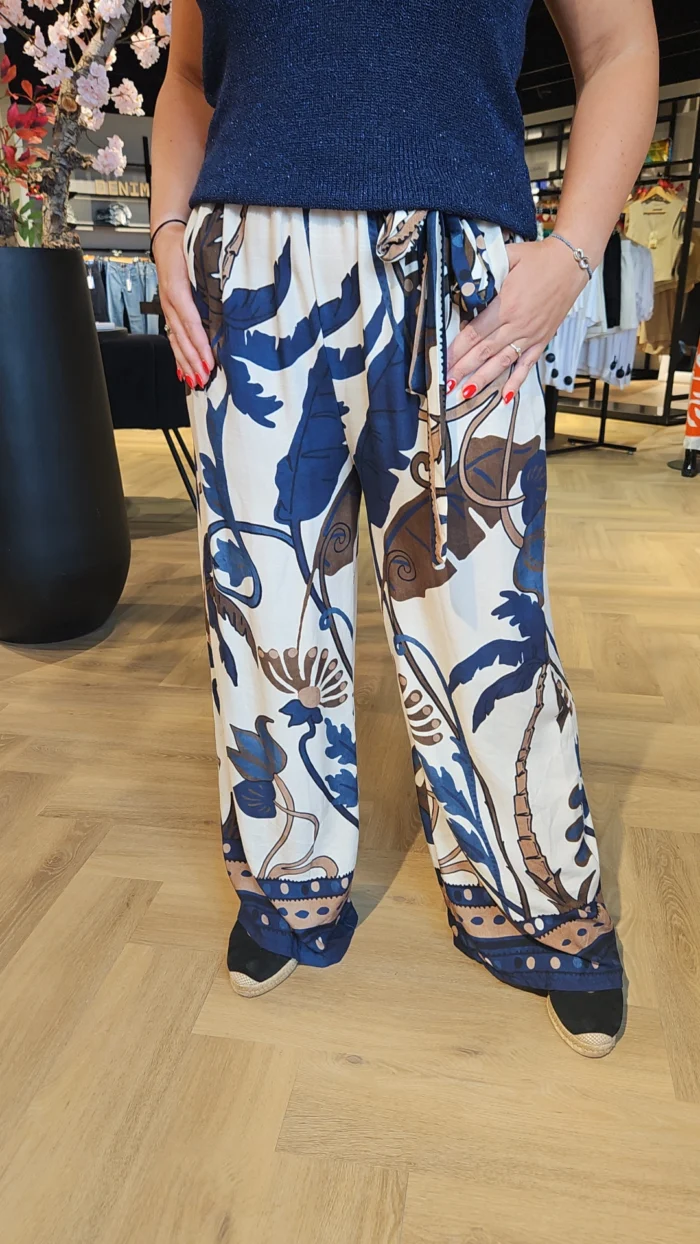 Danica wide leg broek viscose blauw - Afbeelding 2