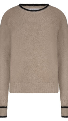 Red Button Fluffy Sweater Latte