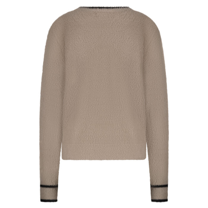 Red Button Fluffy Sweater Latte - Afbeelding 2
