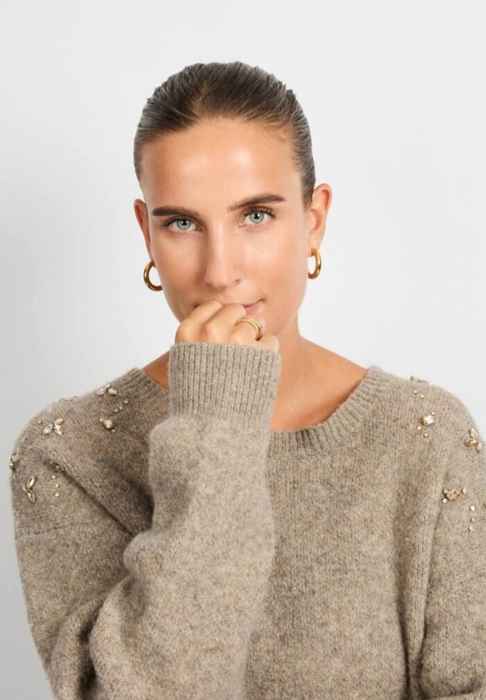 C&S Kirsten knit pull taupe