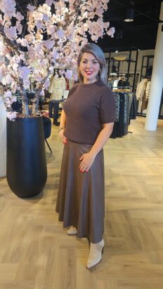 Triple nine leather look rok bruin (KLEUR TIJDELIJK NIET LEVERBAAR)