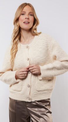C&S Charlotte knit cardigan wool wit