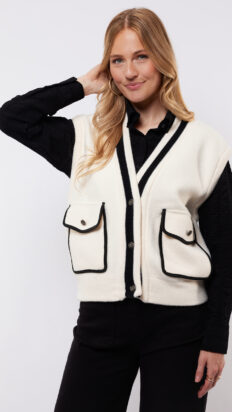 C&S Vesta gilet wool wit black