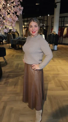 Triple nine leather look rok mid brown