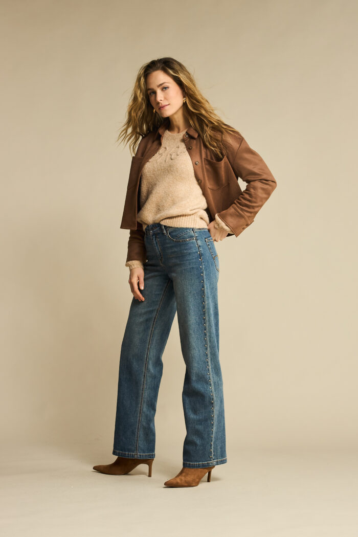 Red Button Sweater RB logo almond