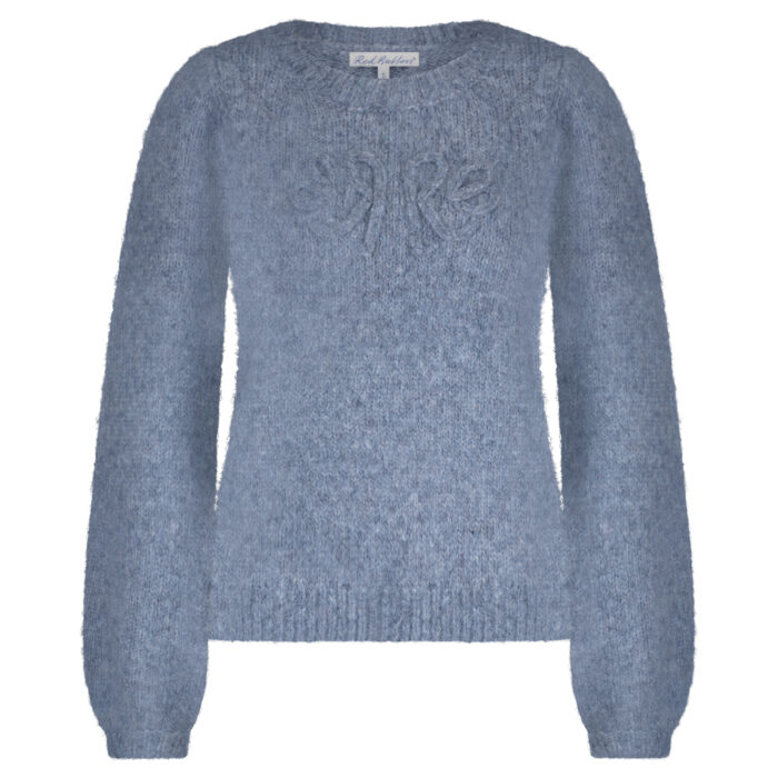 Red Button Sweater RB logo mid blue