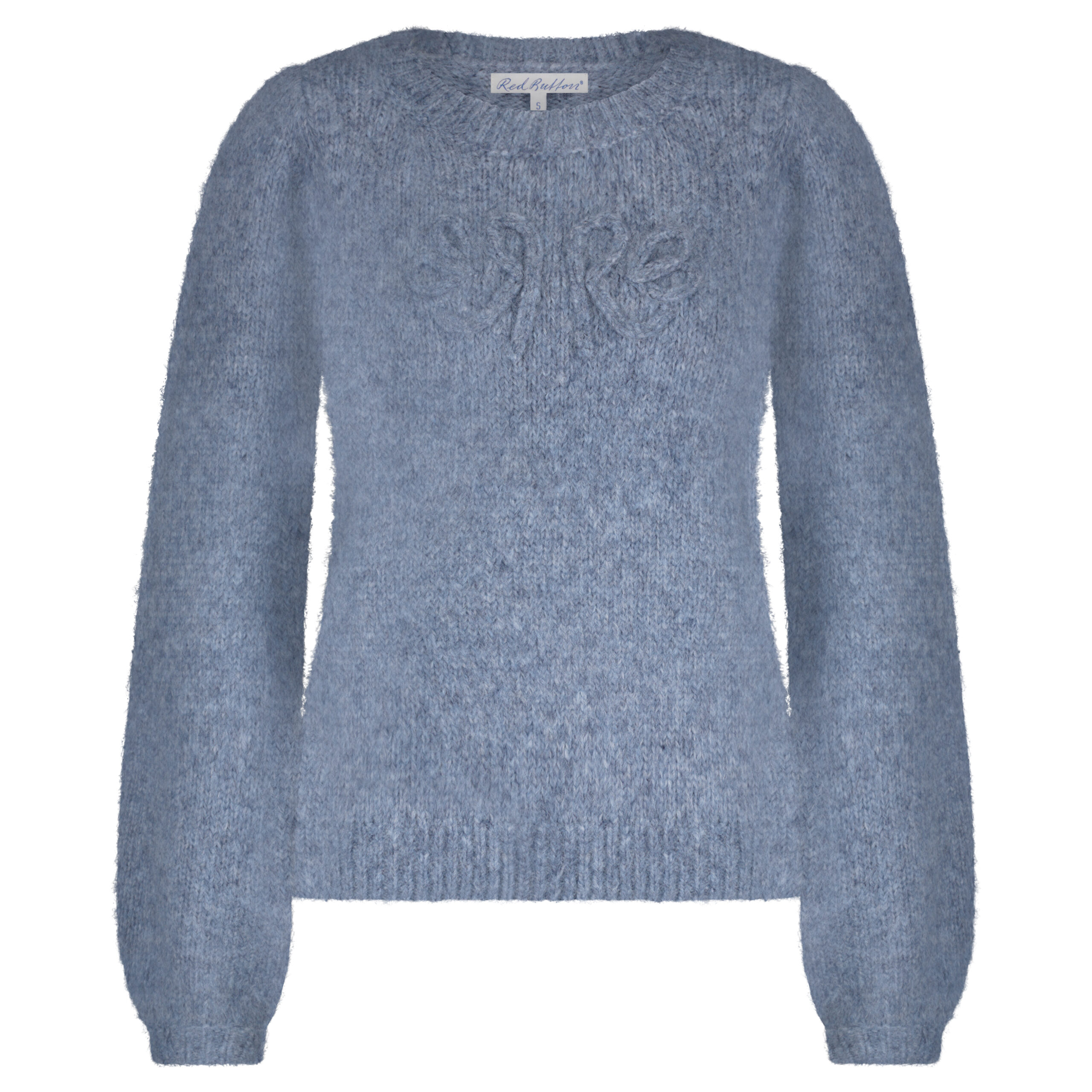 Red Button Sweater RB logo mid blue