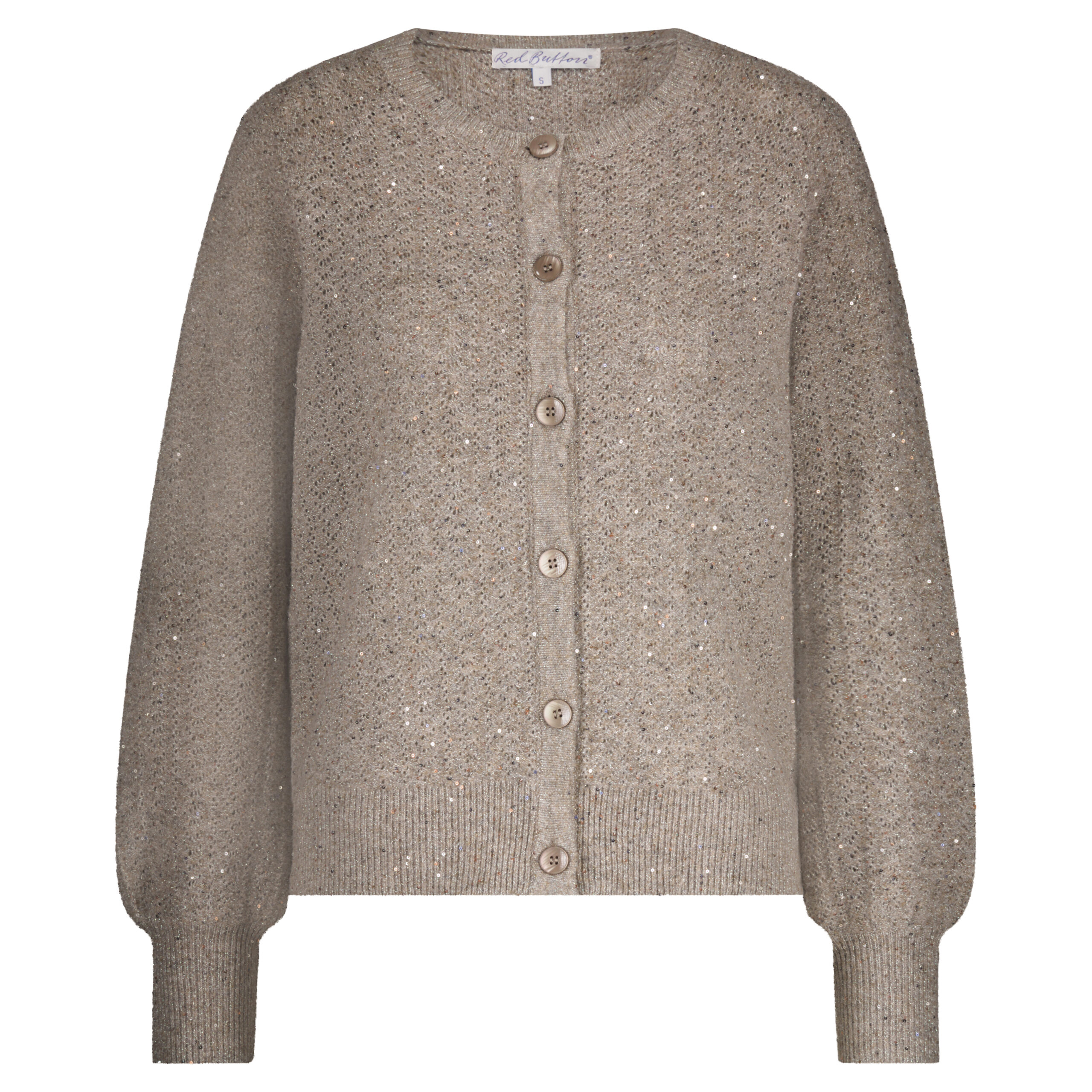 Red Button Cardigan Sparkle ajour truffle
