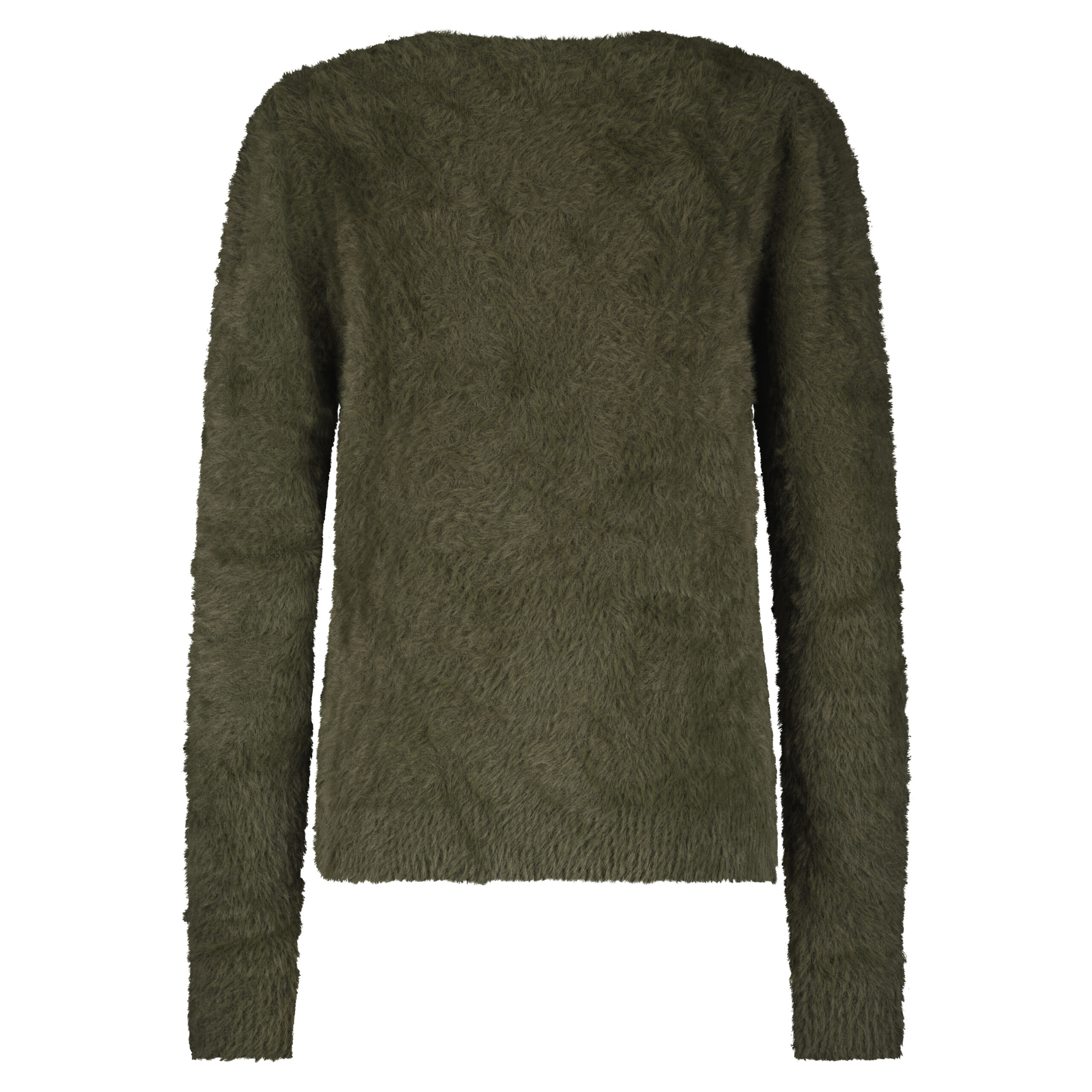 Red Button Fuzzy puff sleeve olive - Afbeelding 2