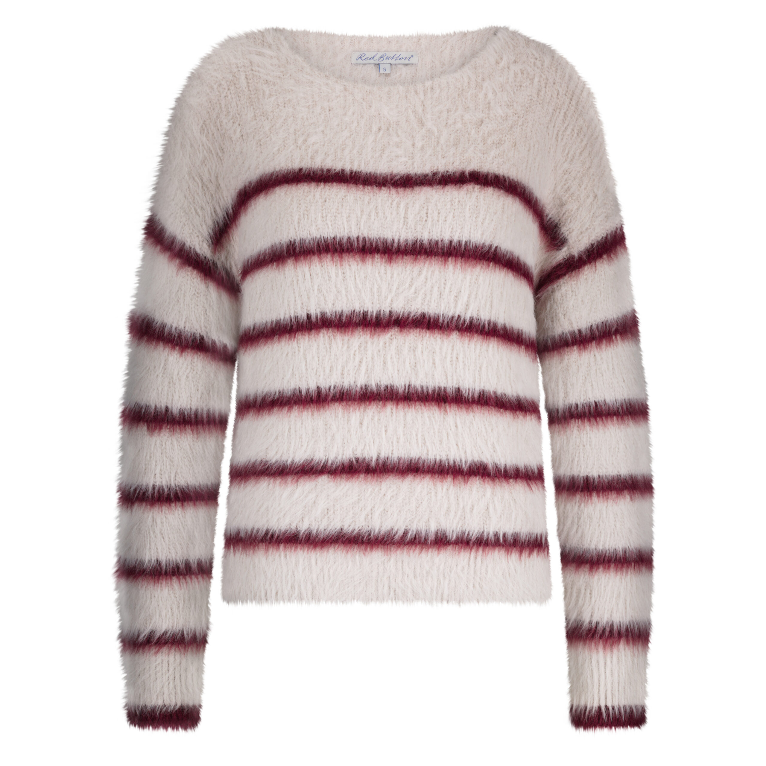Red Button Fuzzy sweater strip ruby - Afbeelding 4