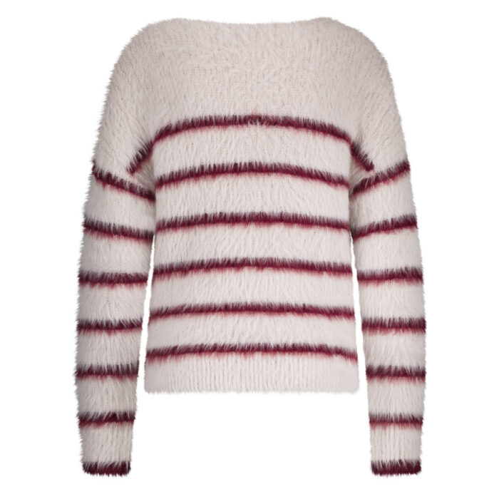 Red Button Fuzzy sweater strip ruby - Afbeelding 5