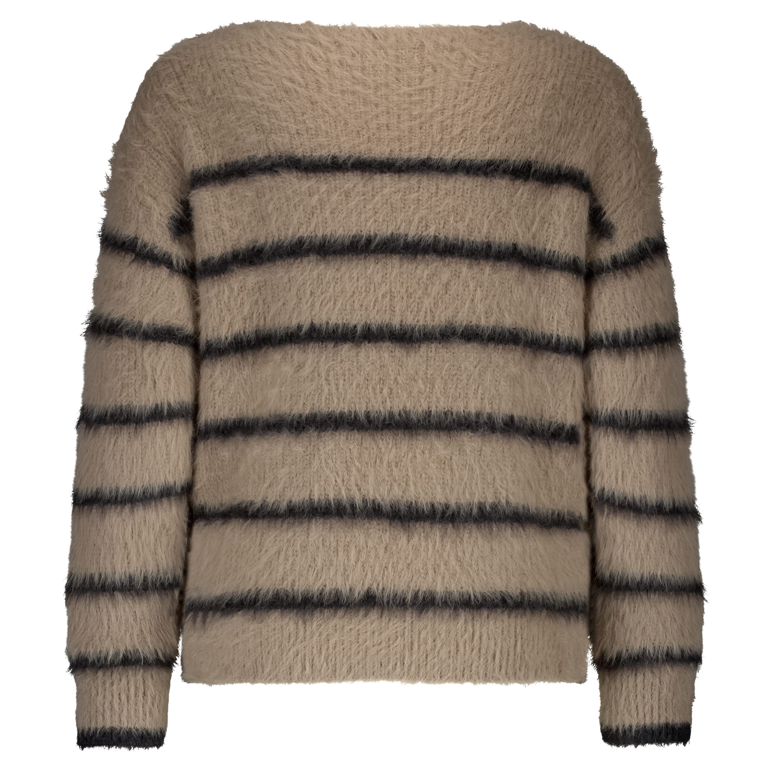 Red Button Fuzzy sweater stripe latte black - Afbeelding 2
