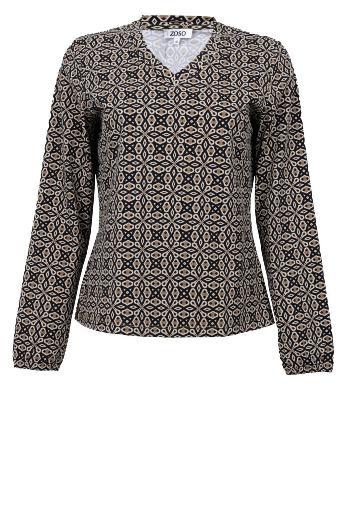 Zoso Vanessa top black camel - Afbeelding 2