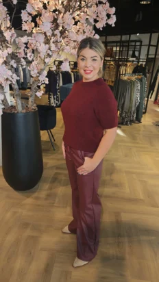 Triple Nine leather look broek Burgundy