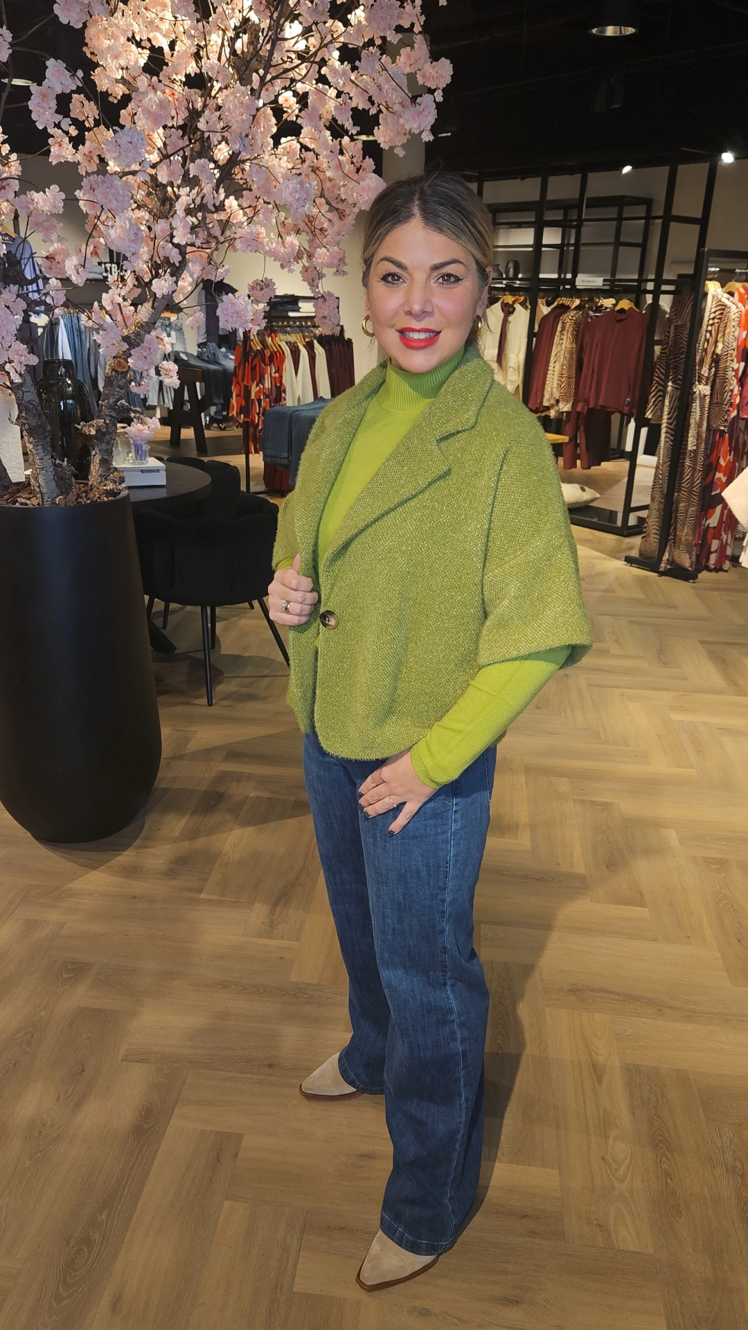 Senorita boucle gilet limoen (vanaf 24/11 weer verkrijgbaar)