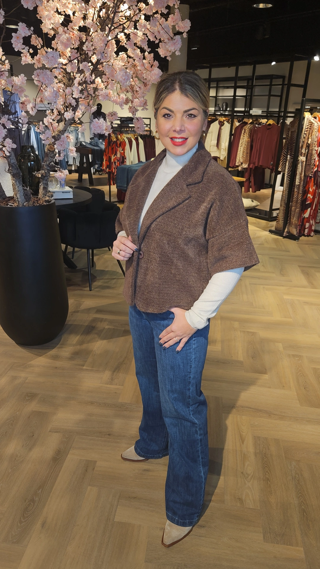 Senorita boucle gilet bruin