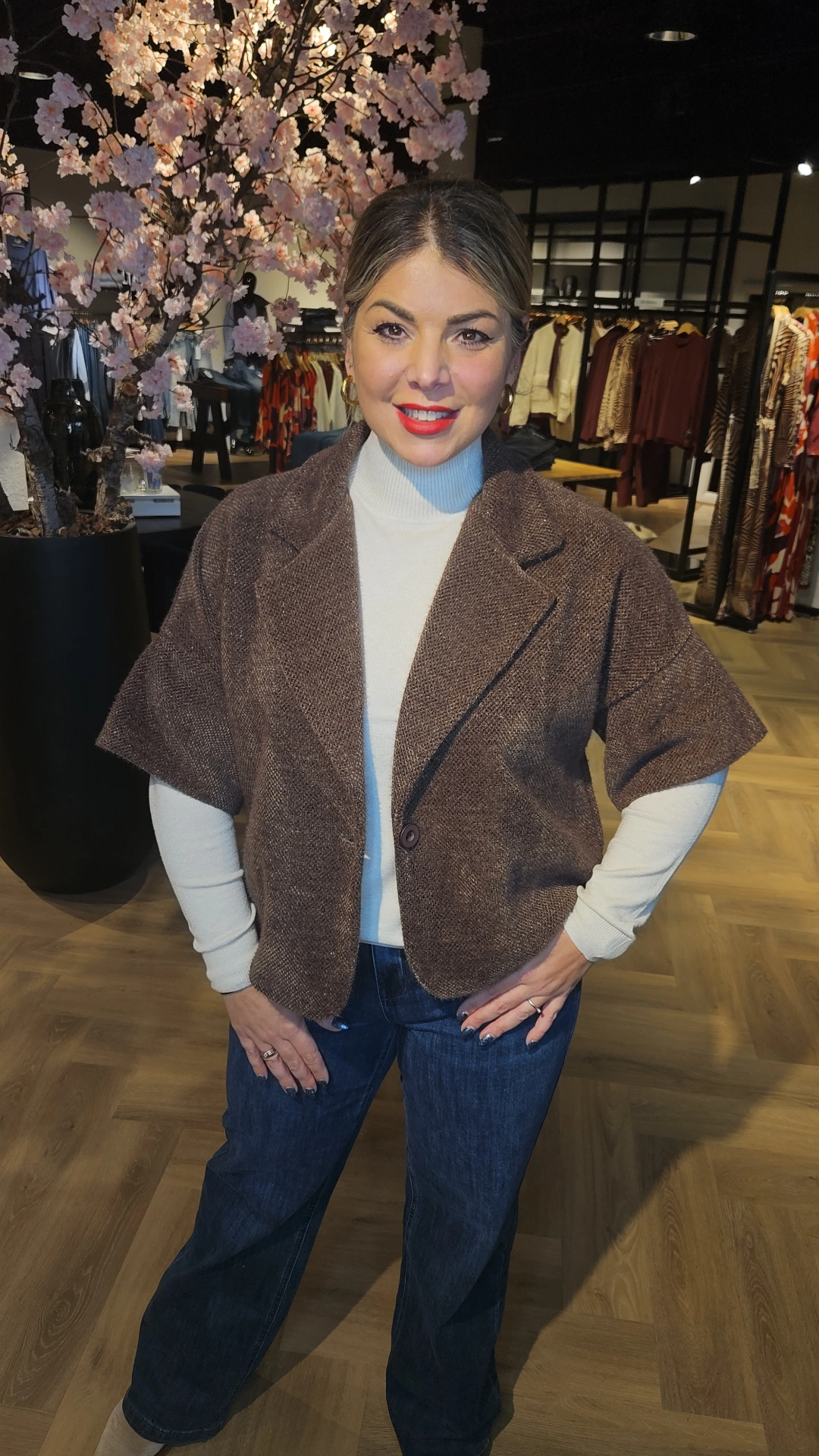 Senorita boucle gilet bruin - Afbeelding 2