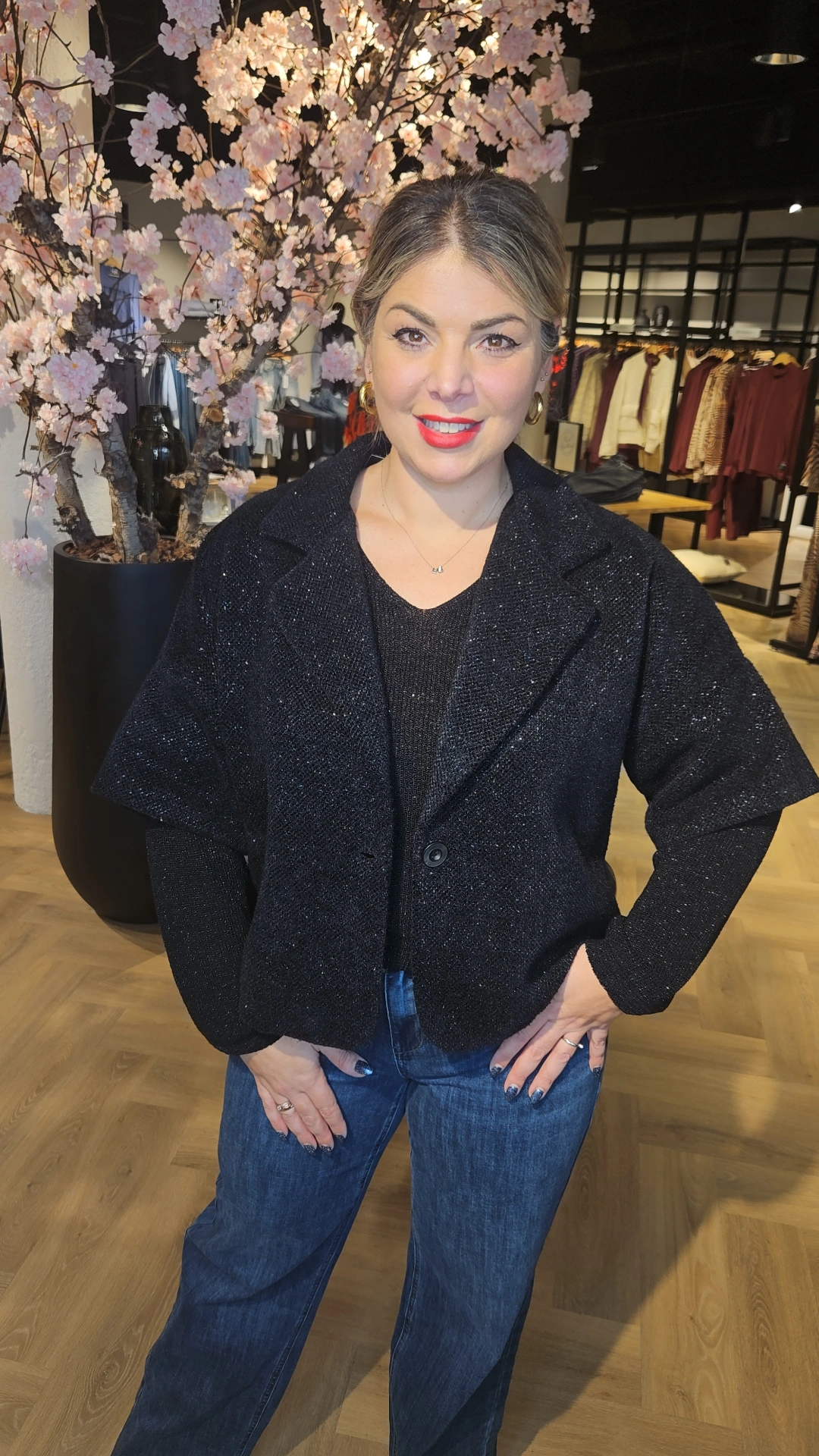 Senorita boucle gilet zwart - Afbeelding 2