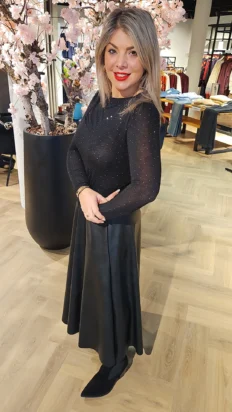 Senorita glitter top strass zwart