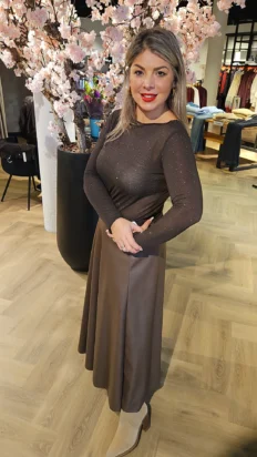 Senorita glitter top strass bruin PRE ORDER 912