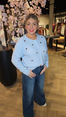 Senorita vest met gouden hart licht blauw PRE ORDER 9/12