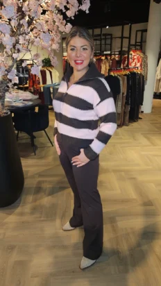 Senorita vest met streep roze