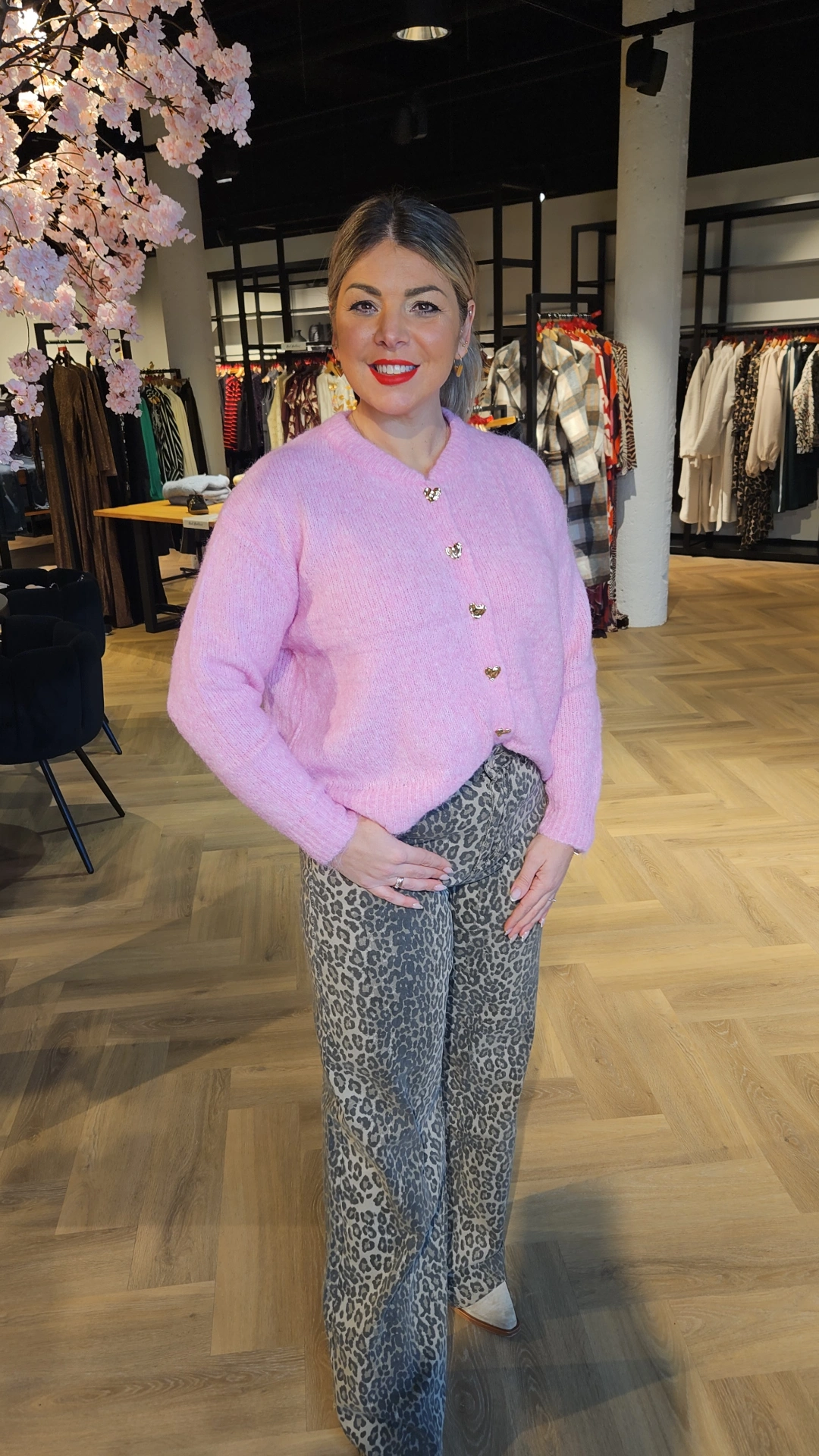 Jessica vest met hartjes roze