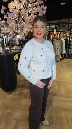 Liva vest met strikjes beige