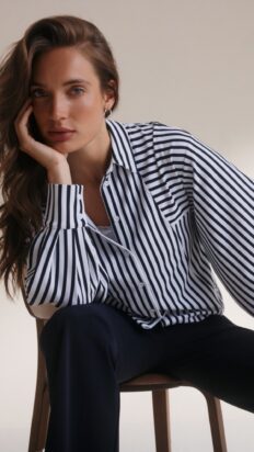 Lady Day Gem blouse blue simple white