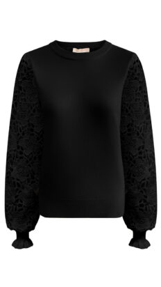 Triple Nine  trui met kant zwart