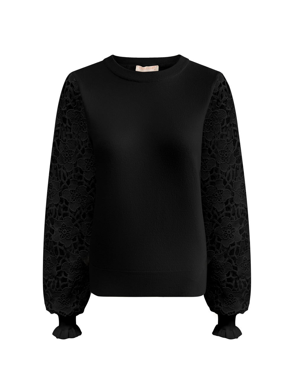 Triple Nine trui met kant zwart