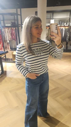 Red Button Terry Stripe Logo blauw