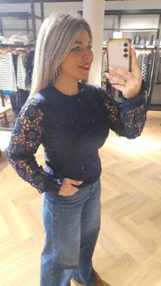 Triple Nine  trui met kant navy
