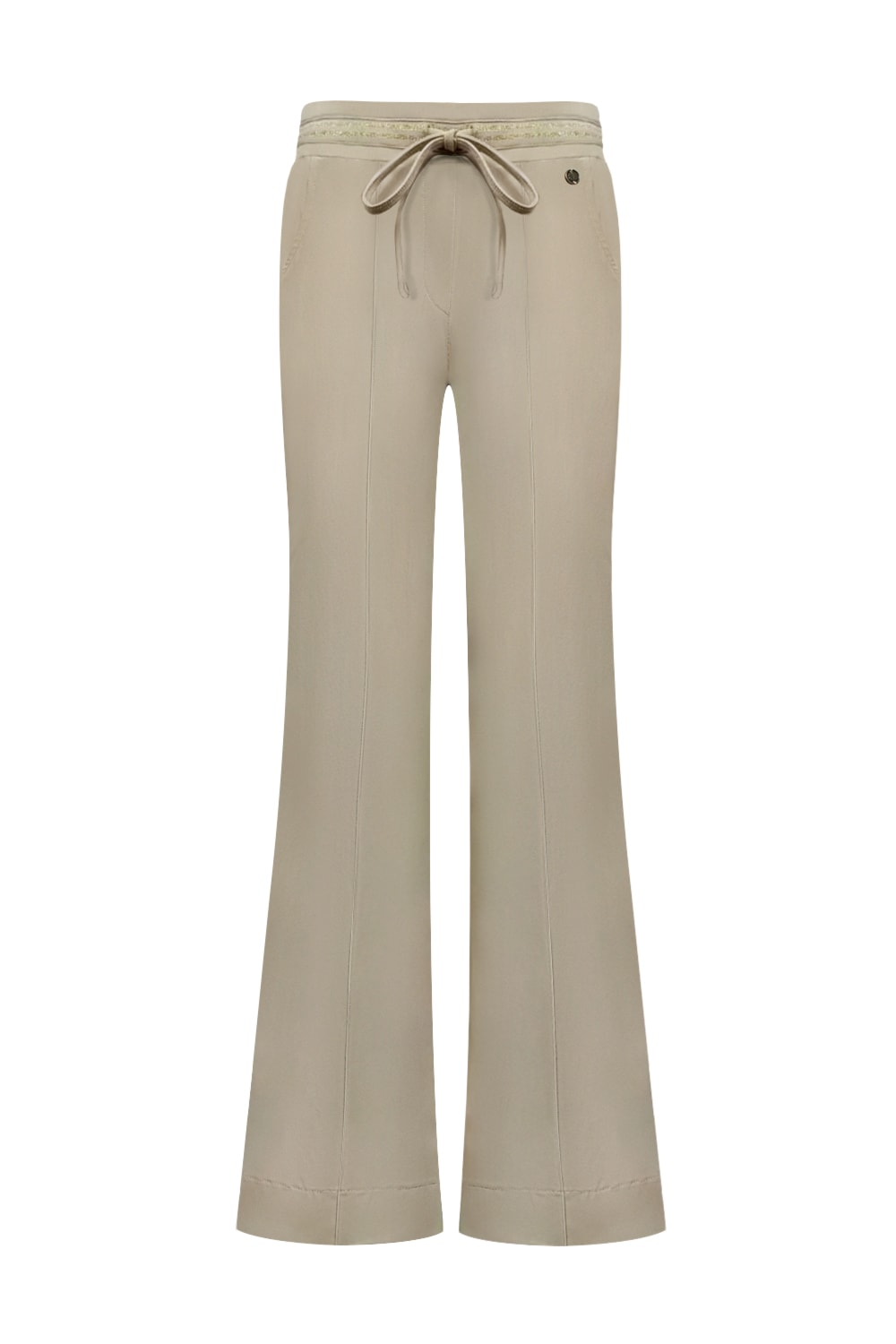 Triple Nine flaired broek met gouden bies beige
