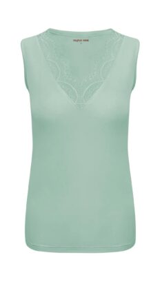 Triple Nine  top cahsmere met kant sage groen