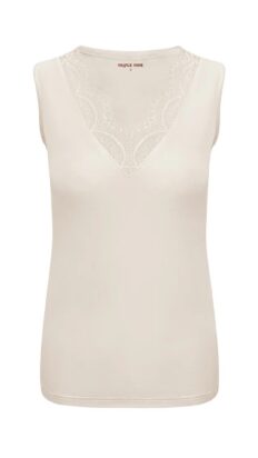 Triple Nine  top cahsmere met kant beige
