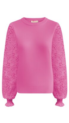 Triple Nine  trui met kant fuchsia