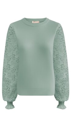 Triple Nine  trui met kant sage groen