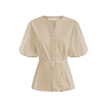 Triple Nine Blouse short sleeves embroidery beige