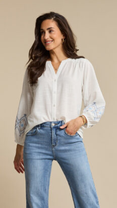 Red Button blouse & embroidery