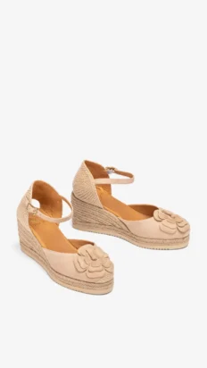 Unisa Espadrilles met bloem Nude