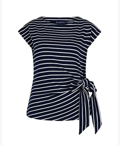 Red Button Terry Stripe top darkblue