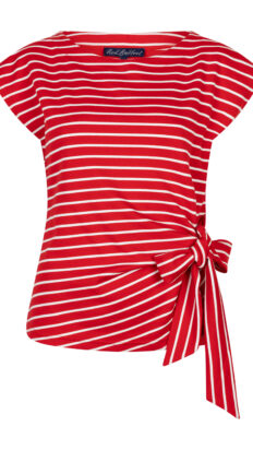 Red Button Terry Stripe top rood
